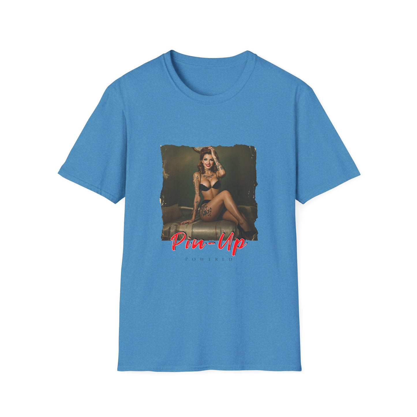 Pin-Up Powered - 13, Unisex Softstyle T-Shirt, Retro Car Tee, Automotive Gift, Car Enthusiast Apparel, Classic Cars, Father's Day Gift