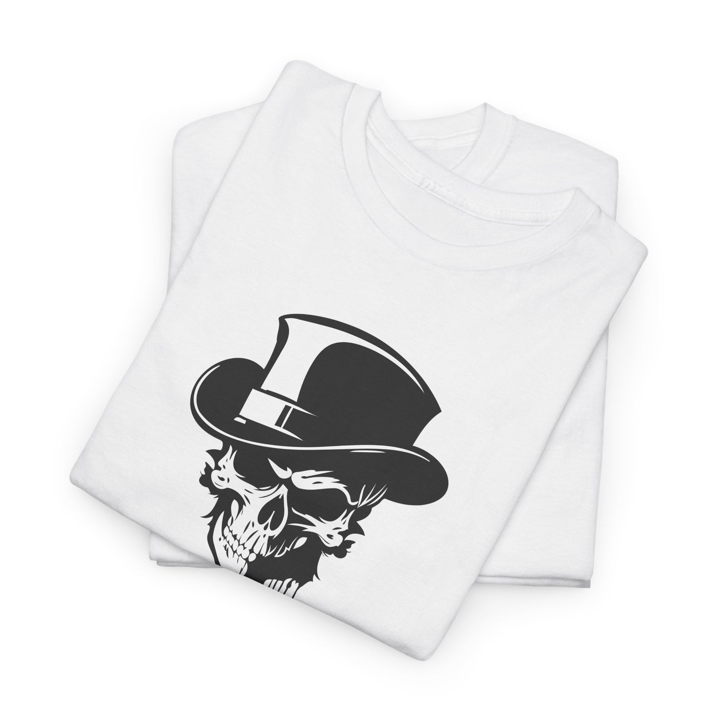 Halloween 026 Spooky Skull Hat WB Unisex Heavy Cotton Tee - Gilden 5000