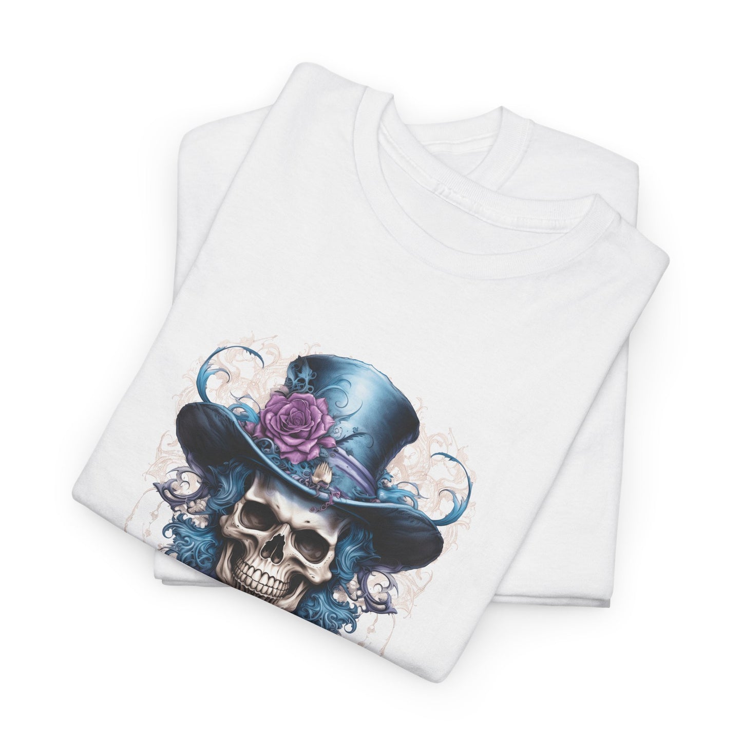 Halloween 025 Skull Hat WB Unisex Heavy Cotton Tee - Gilden 5000