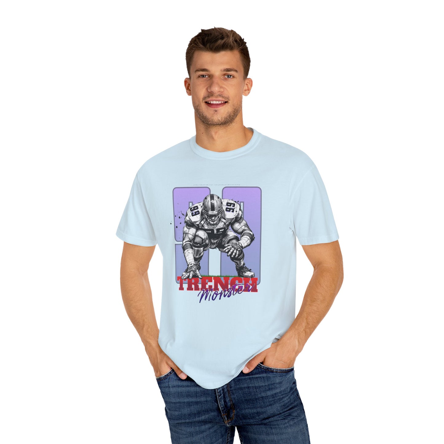 Trench Monster #99 – Powerhouse Football T-Shirt | Bold Lineman Art Tee for Gridiron Fans & Game-Day Warriors Unisex Garment-Dyed T-shirt