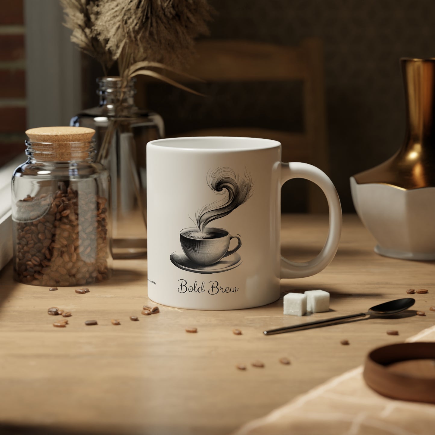 Jumbo Mug Pencil Sketch 34 - Bold Brew, 20oz, Coffee Cup for Home or Office, Unique Gift for Special Occasions, Coffee Lovers