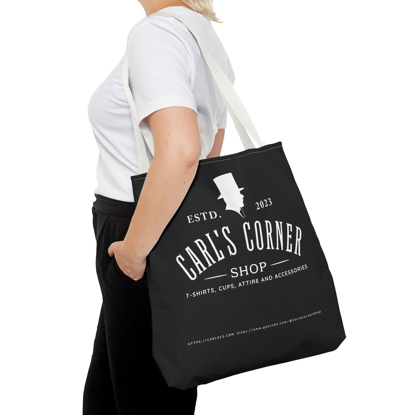 Carl's Corner Stylish Custom Black Tote Bag - Perfect for Shopping, Beach Days, Gifts, and Everyday Use
