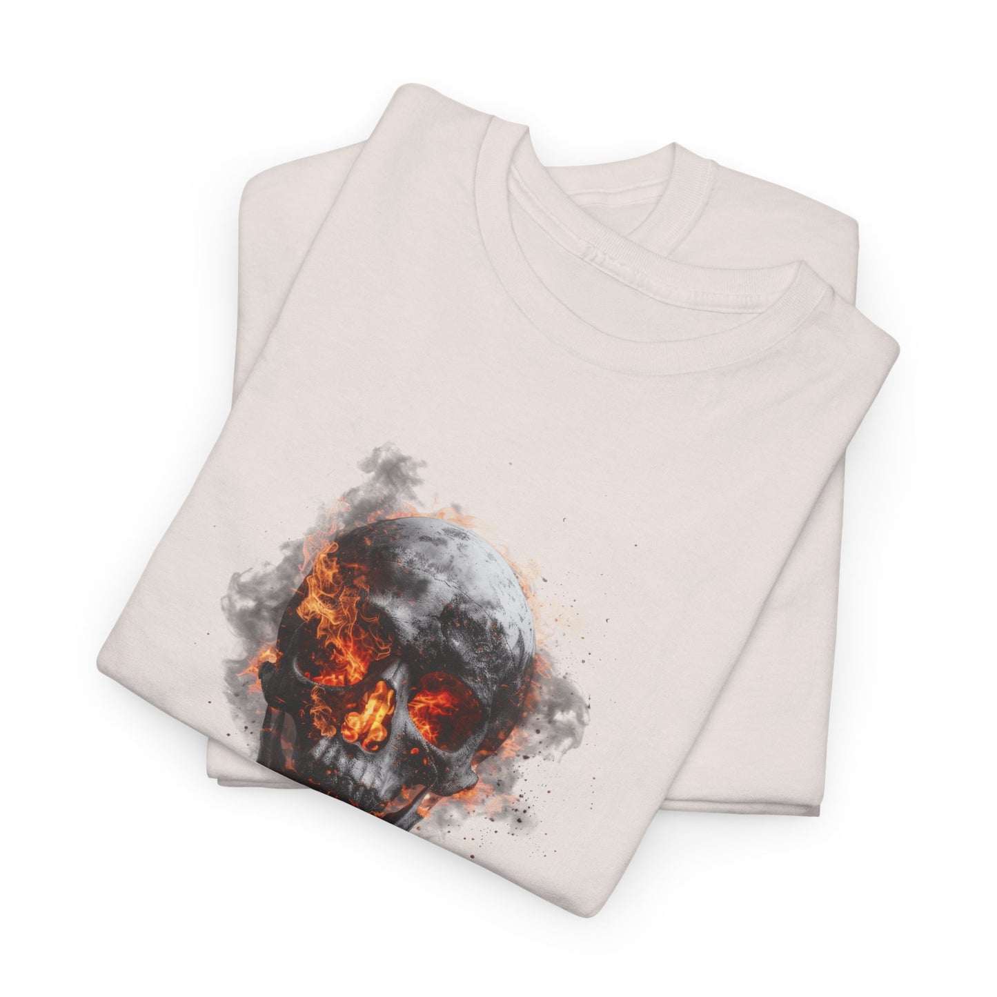 Halloween 028 Bone Chilling Fire Skull WB Unisex Heavy Cotton Tee - Gilden 5000