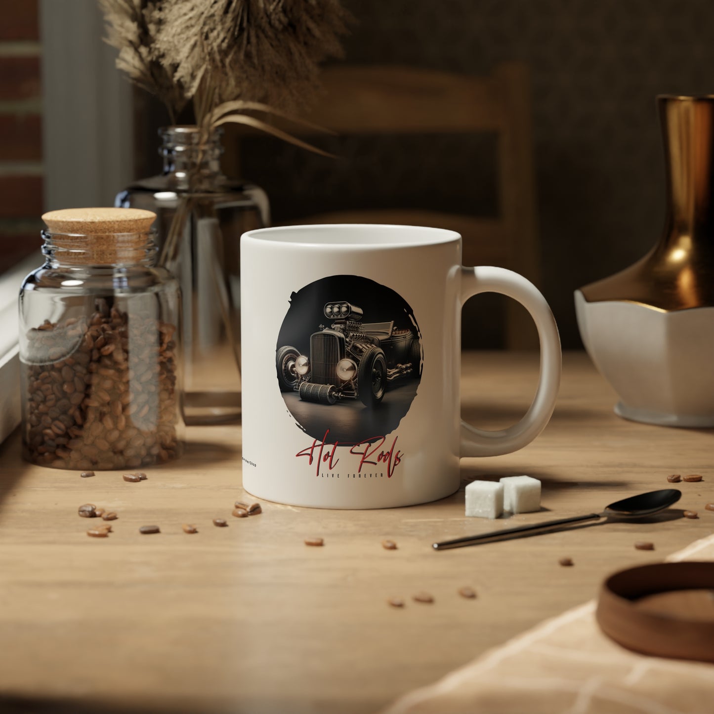 Jumbo Mug Hot Rods Live Forever 38, 20oz, Coffee Cup for Home or Office, Unique Gift for Special Occasions, Coffee Lovers