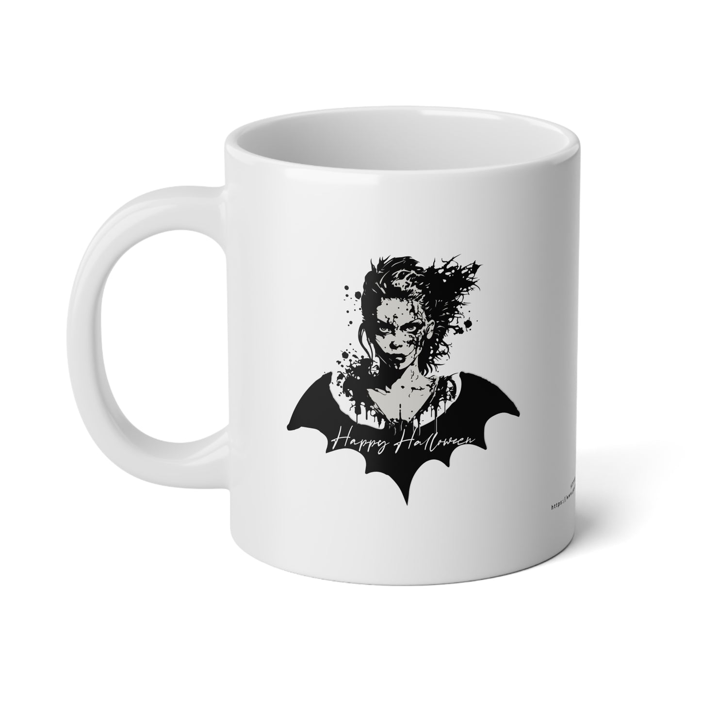 Vampire Ink Happy Halloween Mug – Gothic Horror Coffee Cup for Spooky Season Jumbo Mug - White