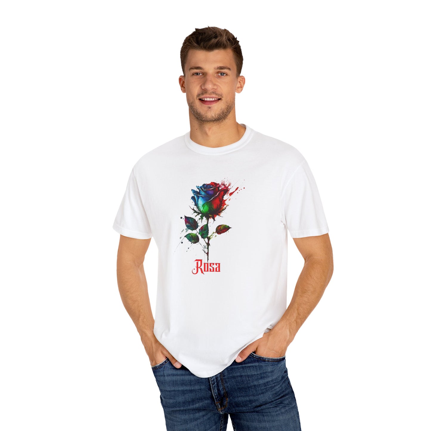 Unisex Garment-Dyed T-shirt Flower Rosa