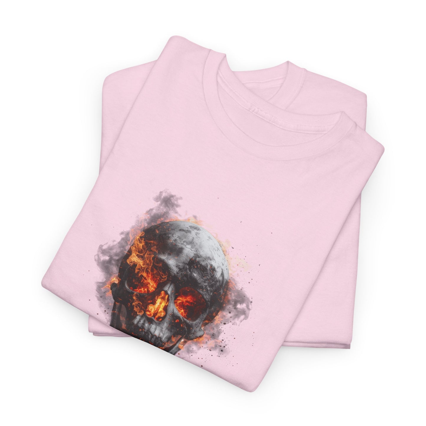 Halloween 028 Bone Chilling Fire Skull WB Unisex Heavy Cotton Tee - Gilden 5000