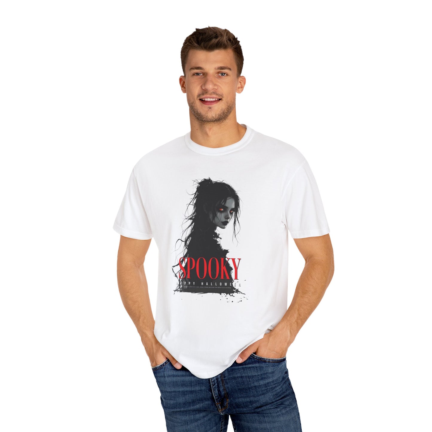 Spooky Gothic Halloween T-Shirt – Dark Witch Aesthetic Tee for Horror Lovers & Fall Vibes Unisex Garment-Dyed T-shirt