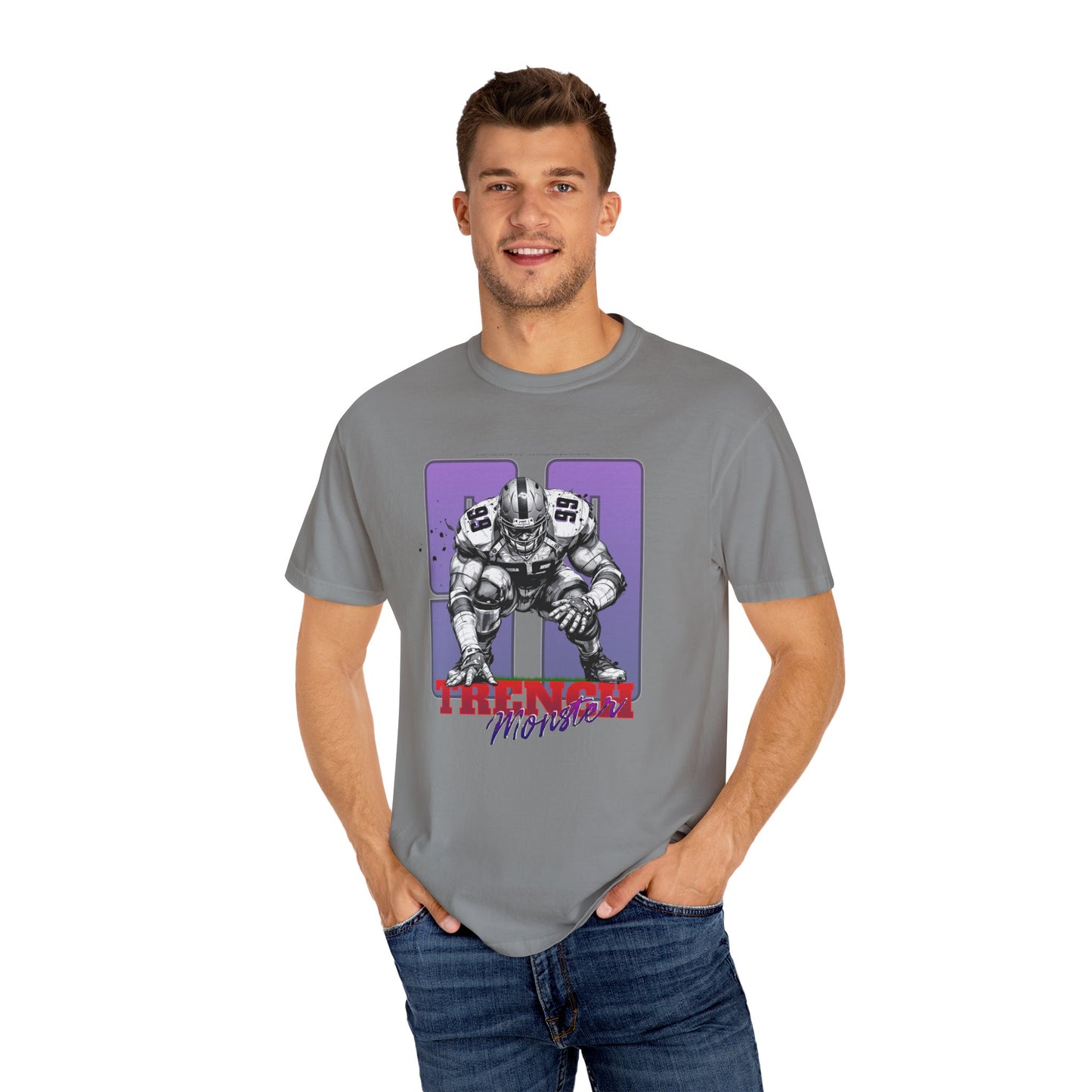 Trench Monster #99 – Powerhouse Football T-Shirt | Bold Lineman Art Tee for Gridiron Fans & Game-Day Warriors Unisex Garment-Dyed T-shirt