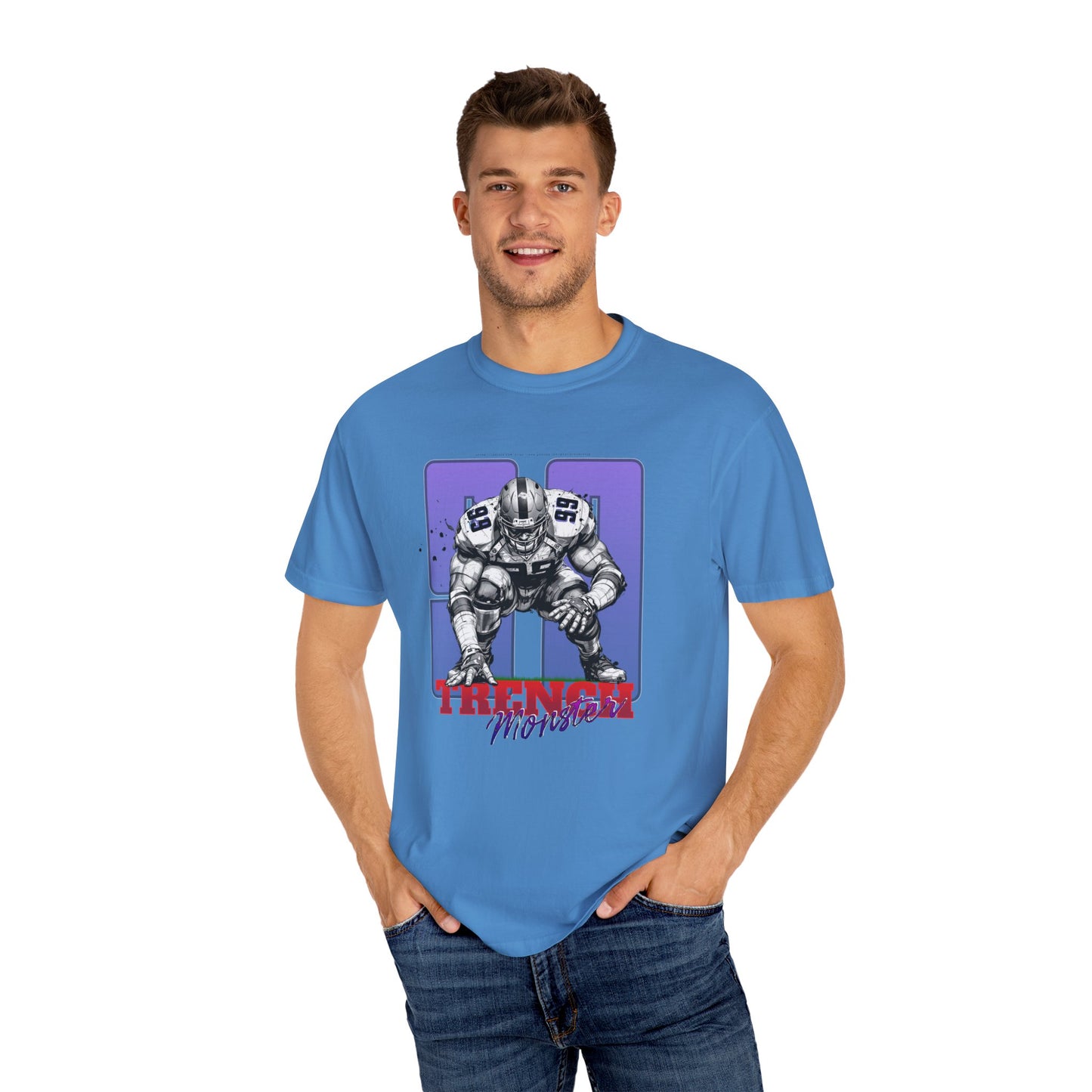Trench Monster #99 – Powerhouse Football T-Shirt | Bold Lineman Art Tee for Gridiron Fans & Game-Day Warriors Unisex Garment-Dyed T-shirt