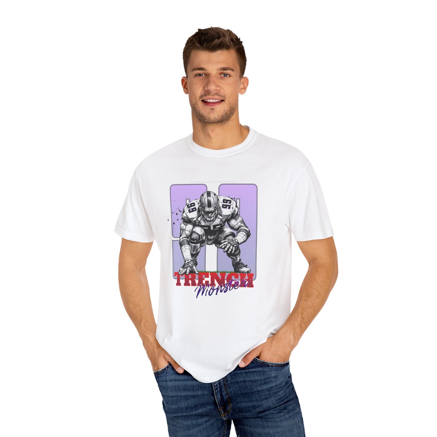 Trench Monster #99 – Powerhouse Football T-Shirt | Bold Lineman Art Tee for Gridiron Fans & Game-Day Warriors Unisex Garment-Dyed T-shirt