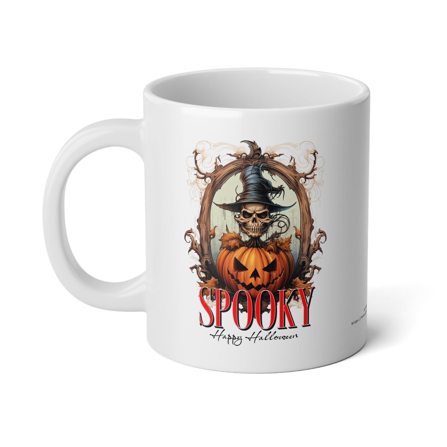 Spooky Pumpkin Skull Halloween Mug – Witchy Aesthetic Coffee Cup for Fall Vibes Jumbo Mug