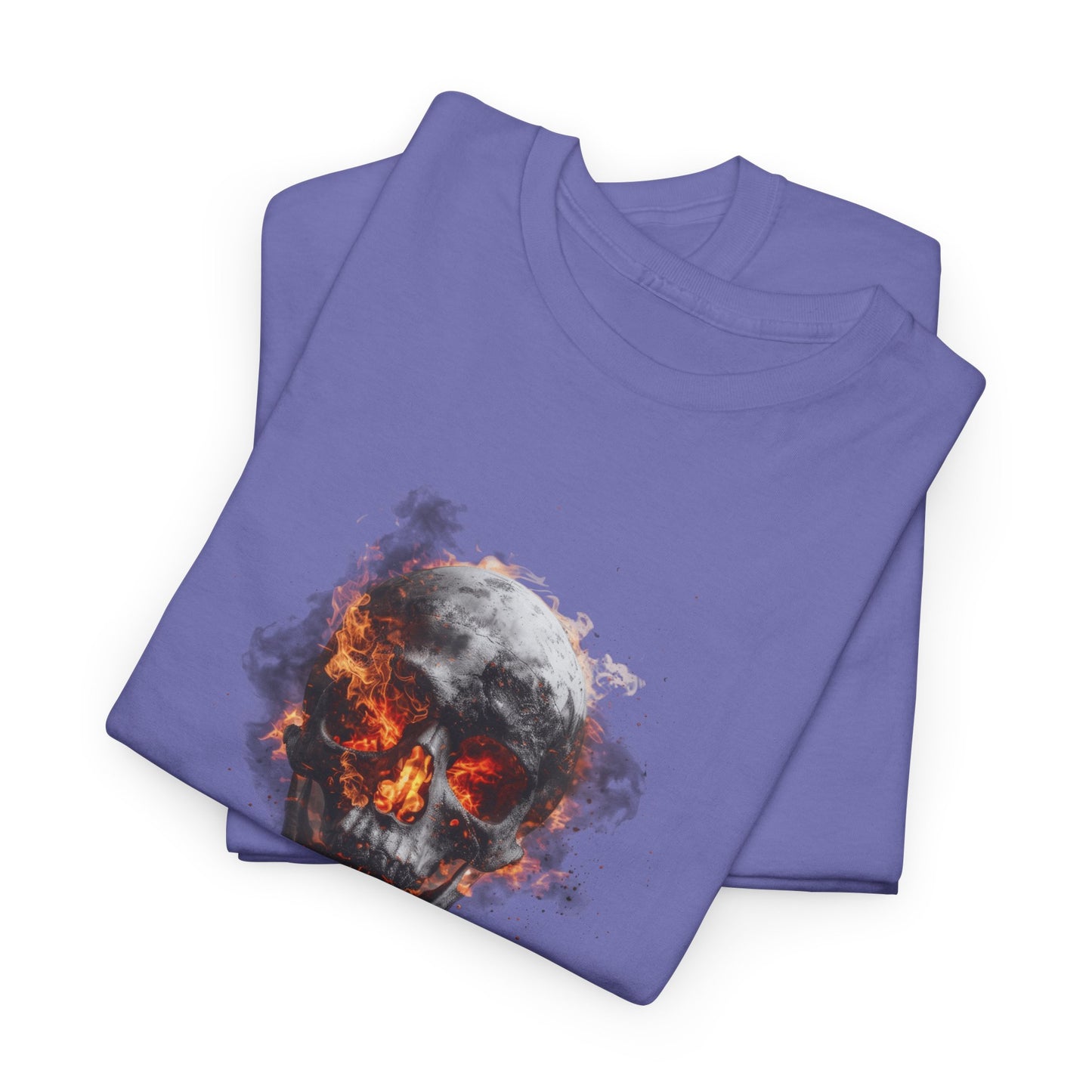 Halloween 028 Bone Chilling Fire Skull WB Unisex Heavy Cotton Tee - Gilden 5000