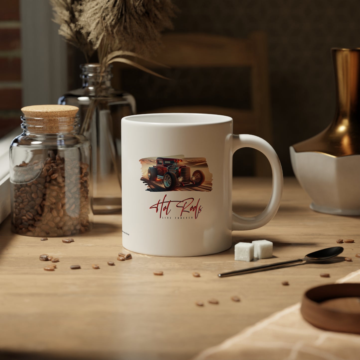 Jumbo Mug Hot Rods Live Forever 50, 20oz, Coffee Cup for Home or Office, Unique Gift for Special Occasions, Coffee Lovers