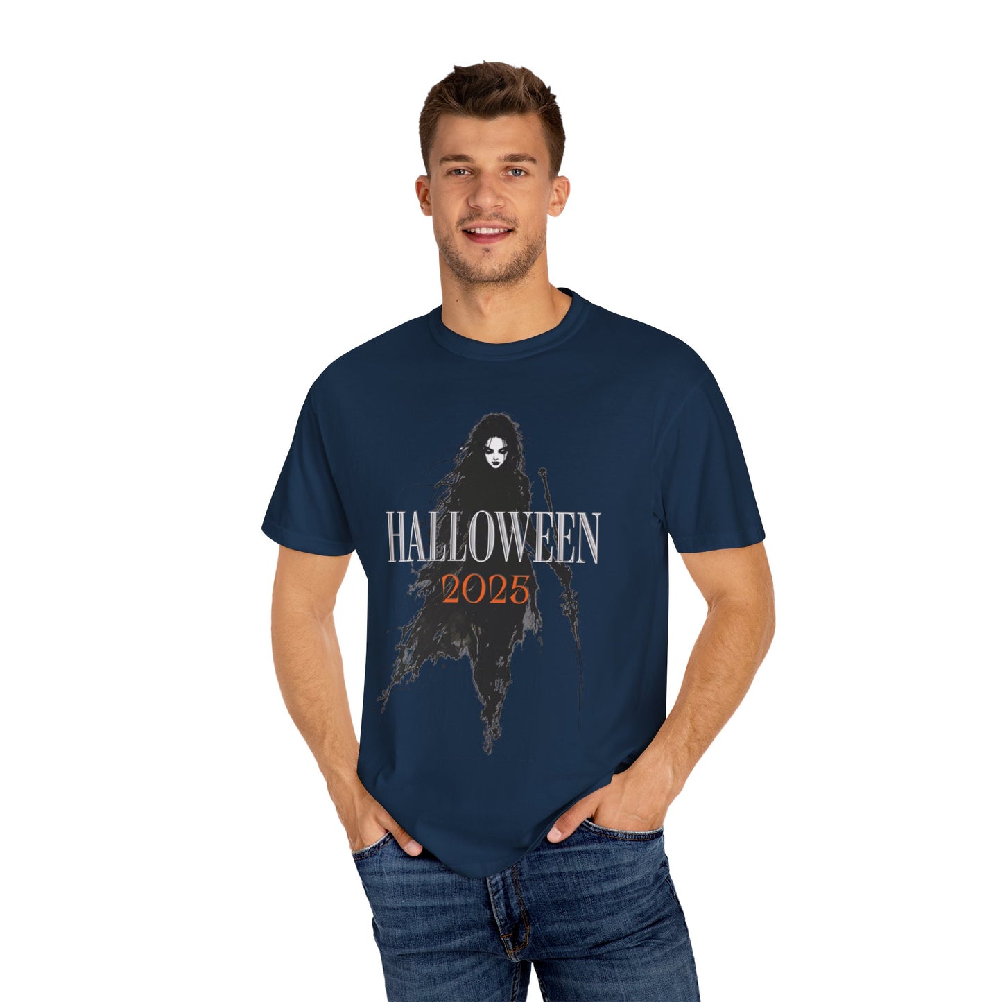 Halloween 2025 Gothic Witch T-Shirt – Dark Aesthetic Tee for Spooky Season Lovers Unisex Garment-Dyed T-shirt