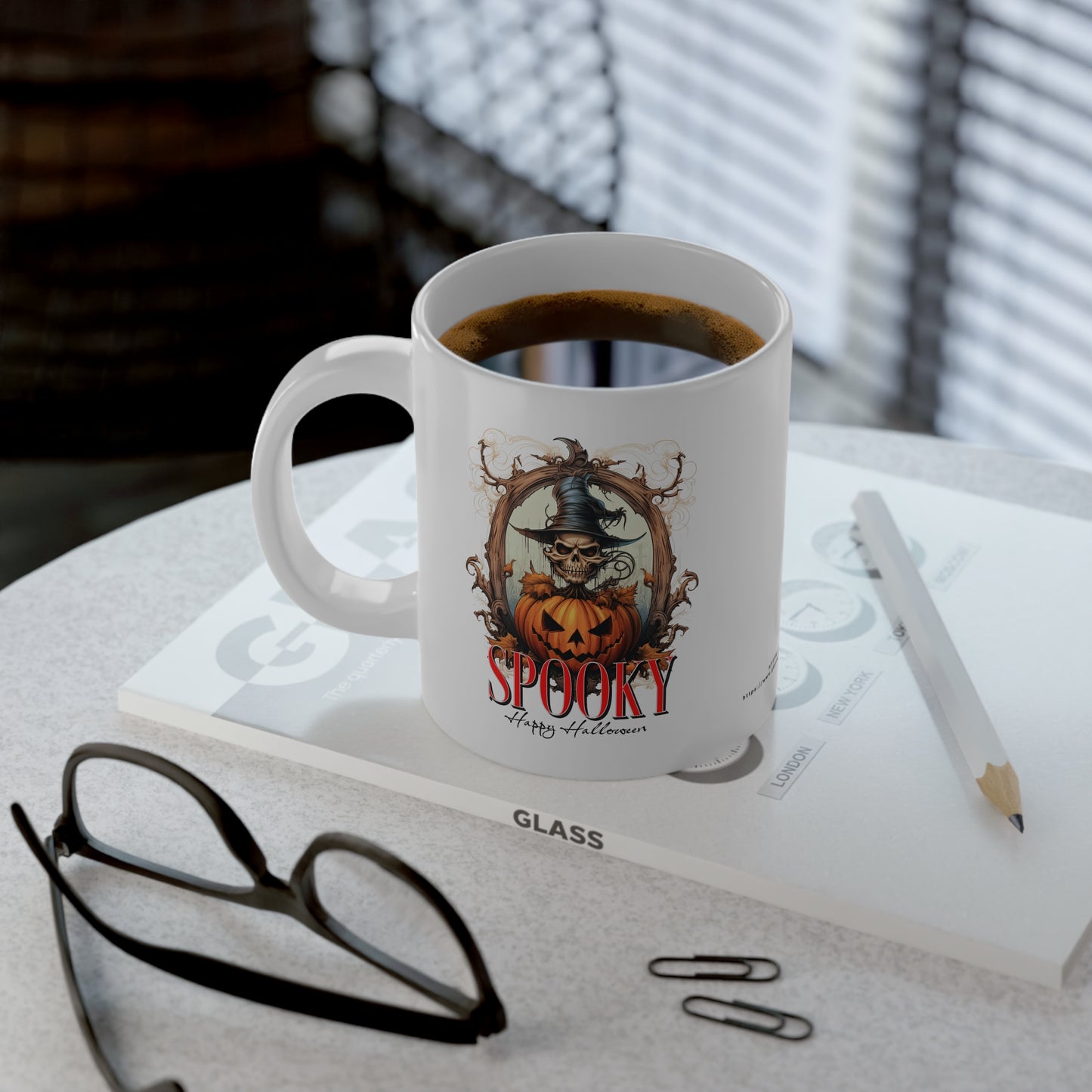Spooky Pumpkin Skull Halloween Mug – Witchy Aesthetic Coffee Cup for Fall Vibes Jumbo Mug