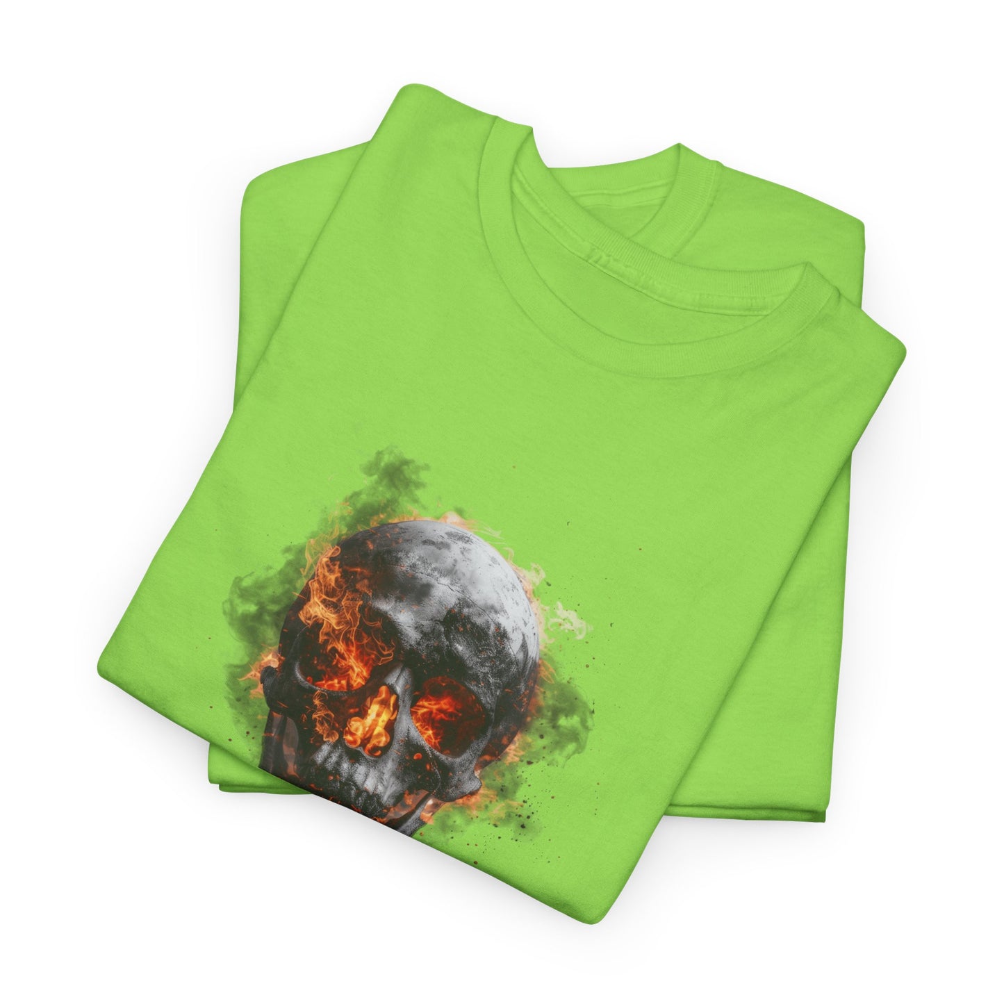 Halloween 028 Bone Chilling Fire Skull WB Unisex Heavy Cotton Tee - Gilden 5000