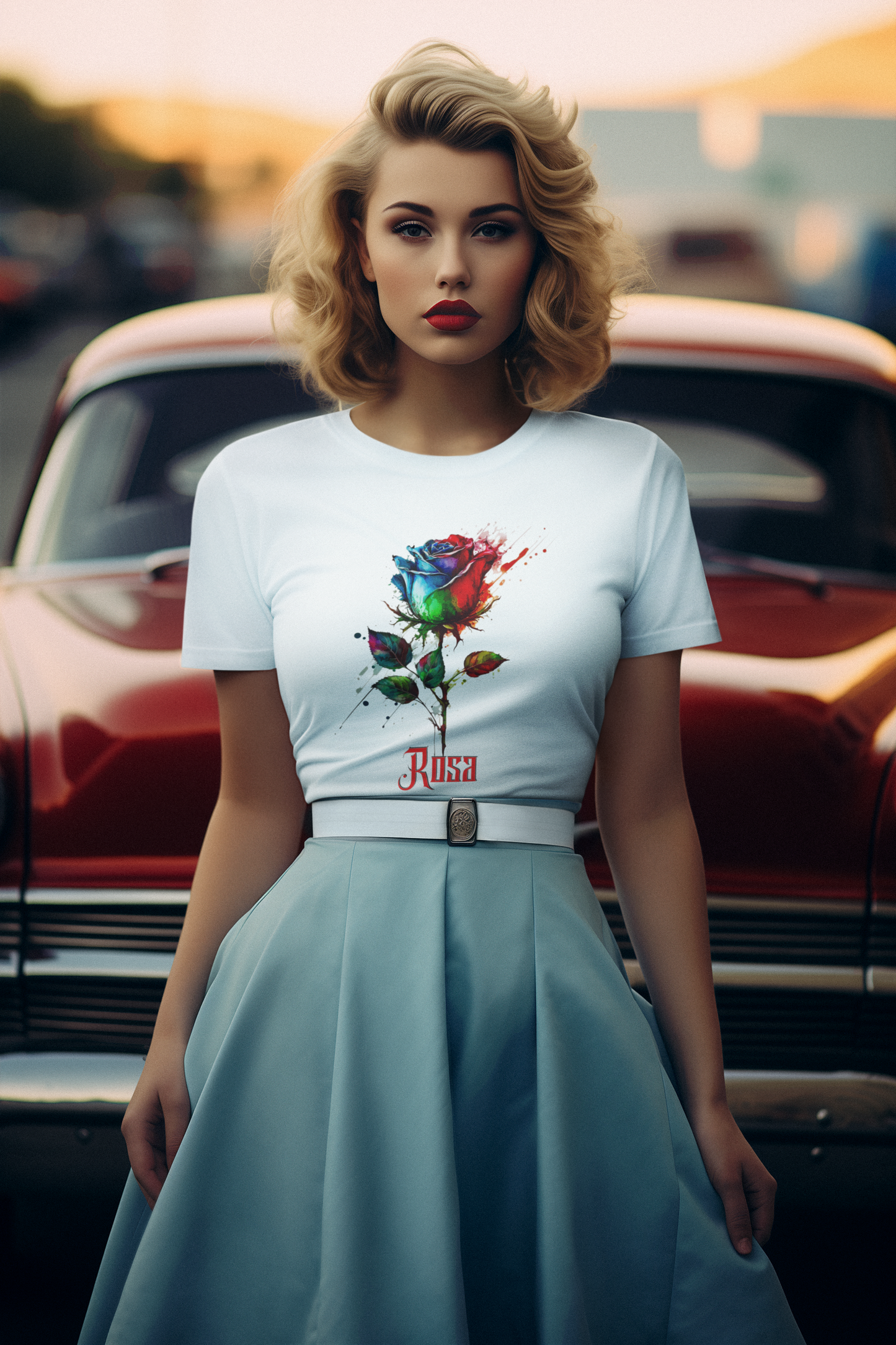 Unisex Garment-Dyed T-shirt Flower Rosa