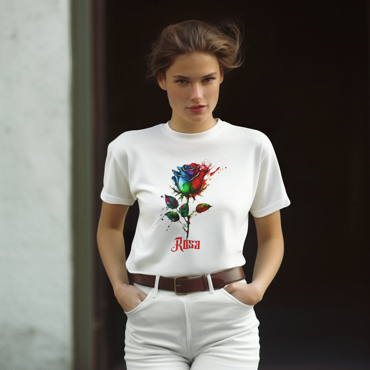 Unisex Garment-Dyed T-shirt Flower Rosa