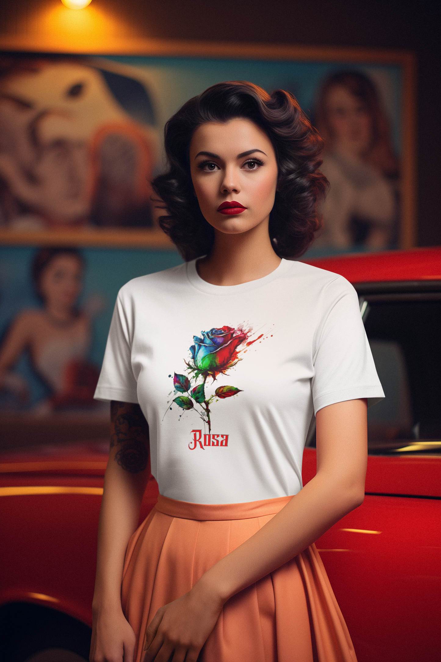 Unisex Garment-Dyed T-shirt Flower Rosa