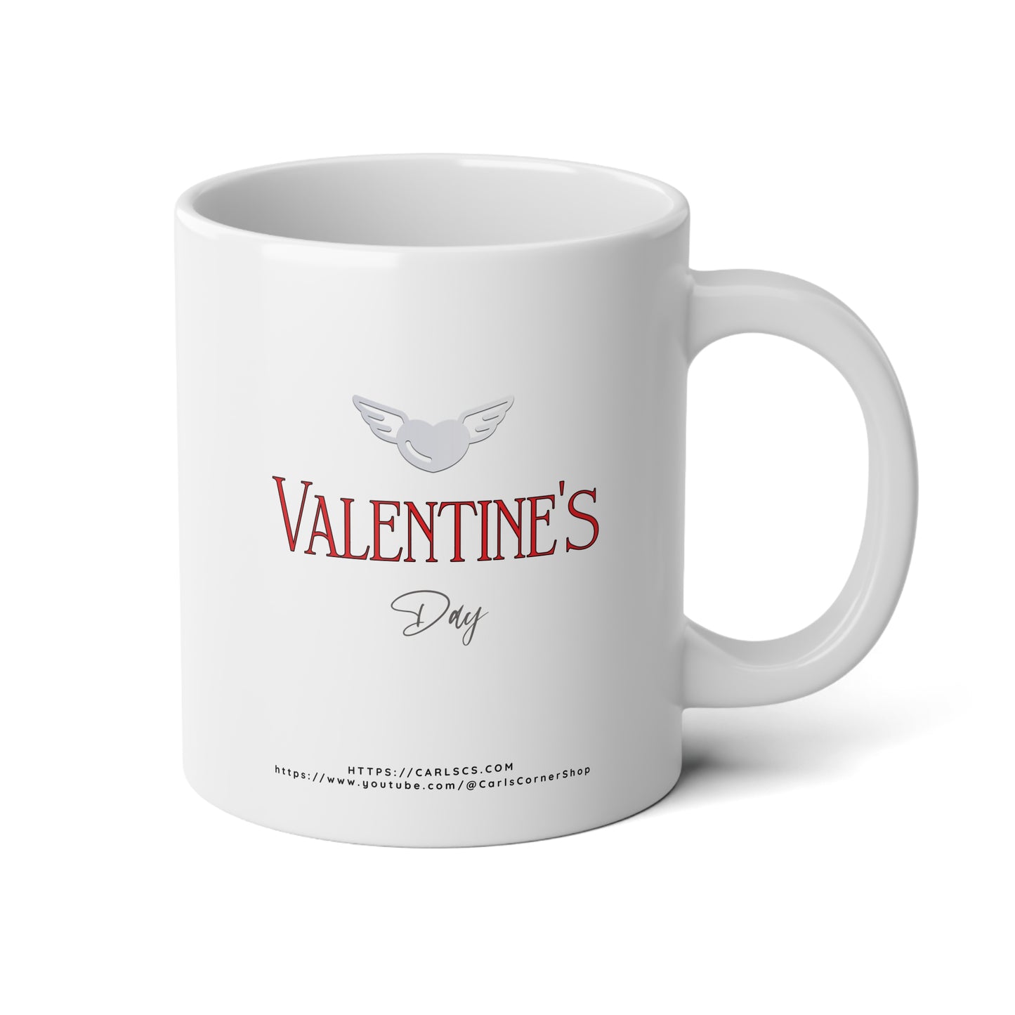 Valentine’s Day Winged Heart Design - Red Text Valentine - Gardener Jumbo Mug - 20oz, Perfect for Coffee Lovers, Birthday, Home Decor