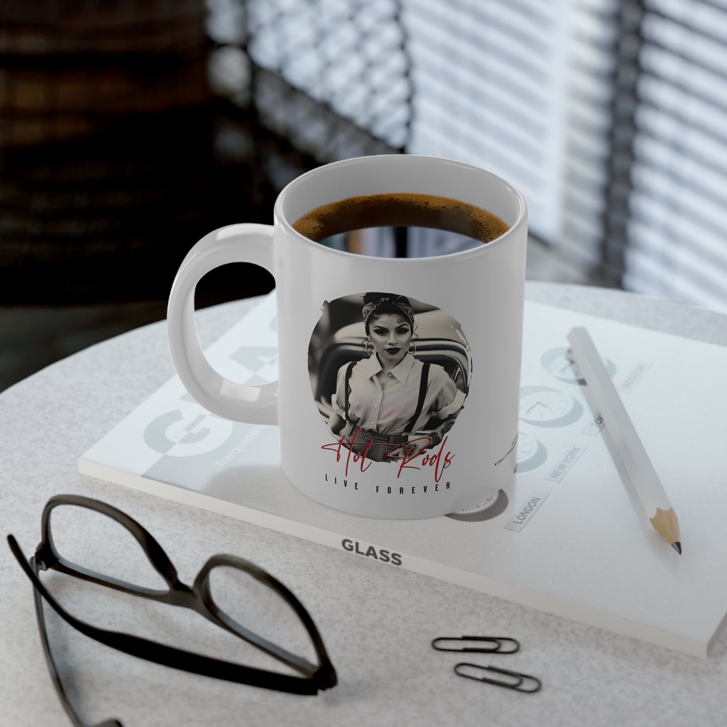 Jumbo Mug Hot Rods Live Forever 24, 20oz, Coffee Cup for Home or Office, Unique Gift for Special Occasions, Coffee Lovers