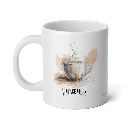 Jumbo Mug Pencil Sketch 35 - Vintage Vibes, 20oz, Coffee Cup for Home or Office, Unique Gift for Special Occasions, Coffee Lovers