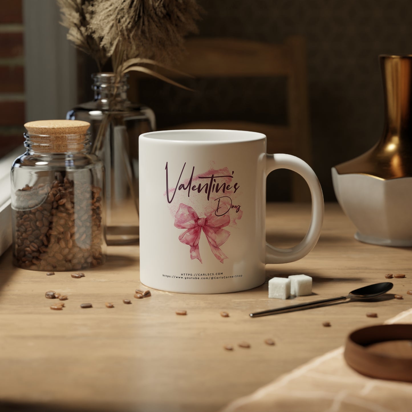 Valentine’s Day Pink Bow Design – Romantic, Soft & Timeless - Gardener Jumbo Mug - 20oz, Perfect for Coffee Lovers