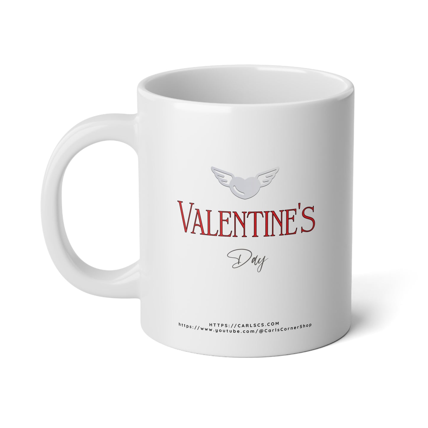 Valentine’s Day Winged Heart Design - Red Text Valentine - Gardener Jumbo Mug - 20oz, Perfect for Coffee Lovers, Birthday, Home Decor