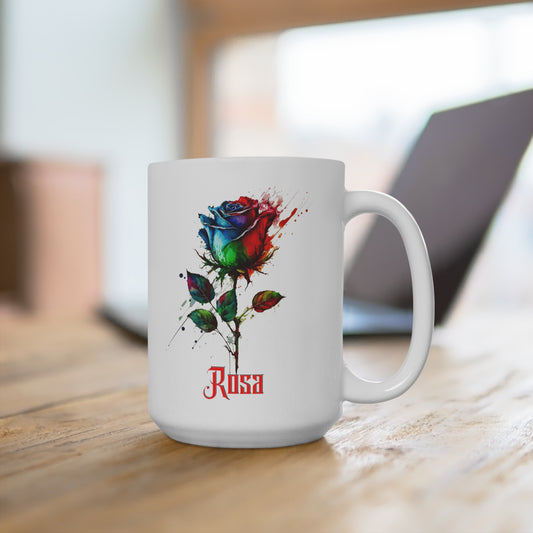 Mug 15oz Flower Rosa