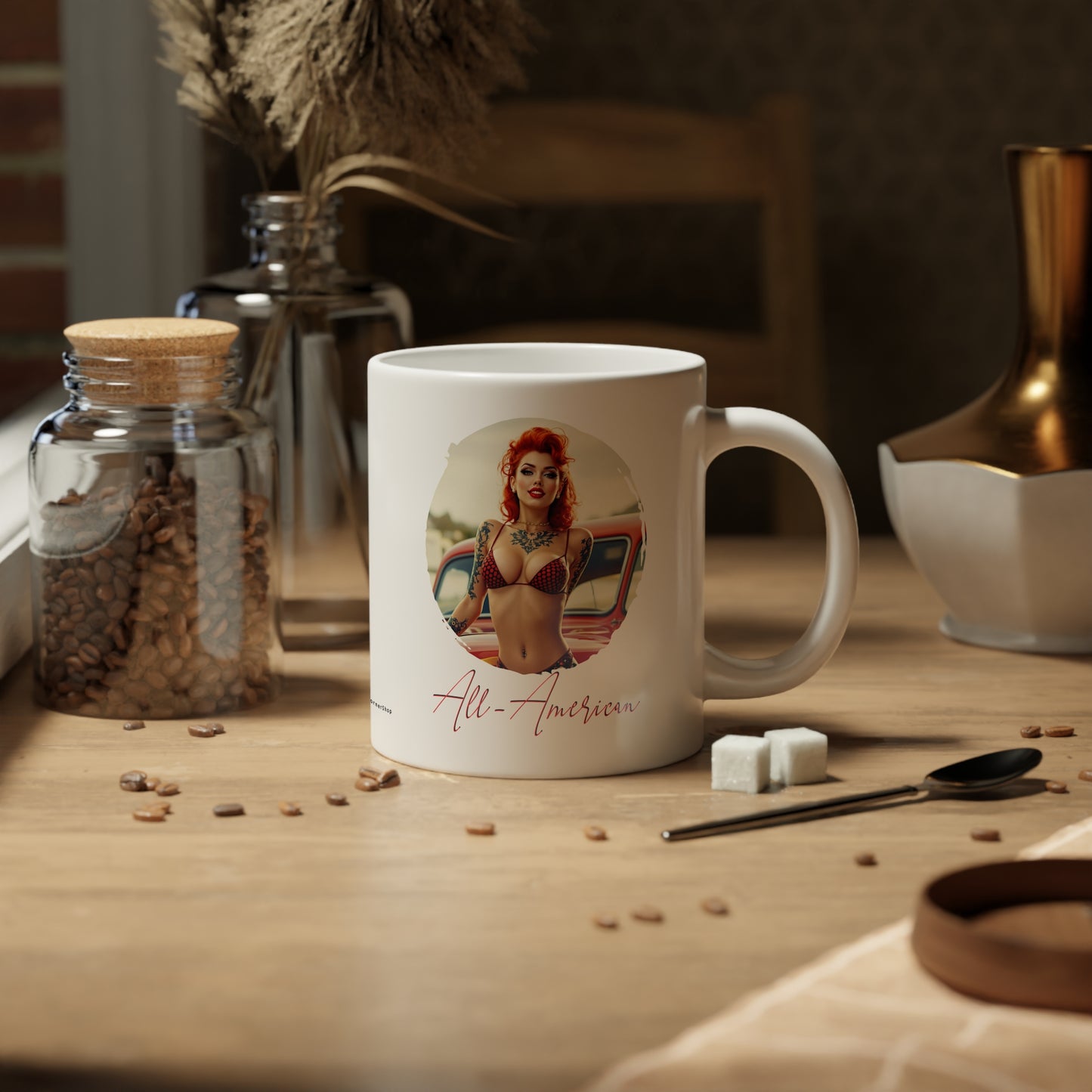 All-American Tattooed Model 12 Jumbo Mug, 20oz, Coffee Cup for Home or Office, Unique Gift for Special Occasions, Coffee Lovers