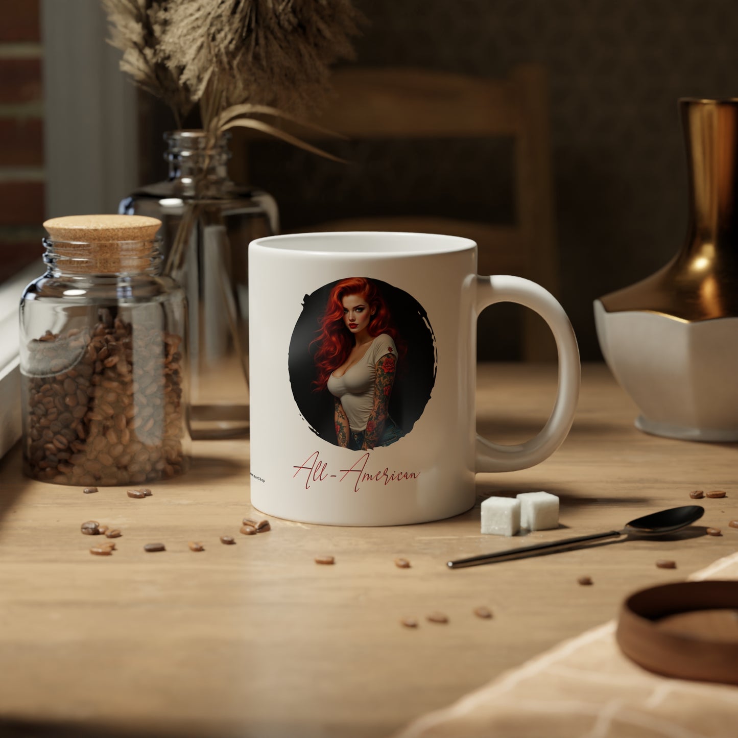 All-American Tattooed Model 10 Jumbo Mug, 20oz, Coffee Cup for Home or Office, Unique Gift for Special Occasions, Coffee Lovers