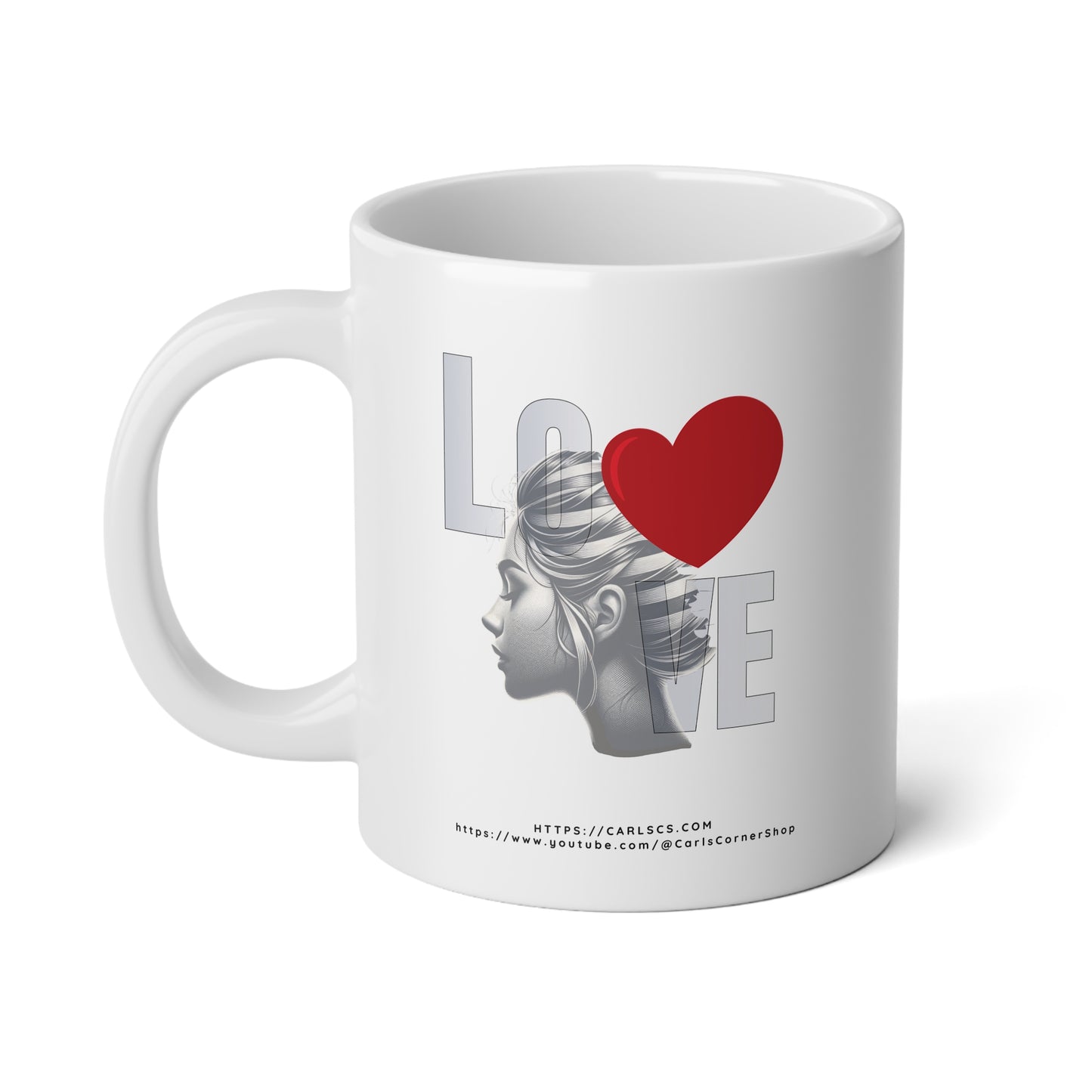 LOVE Silhouette Valentine’s Design – Bold, Artistic & Timeless - Gardener Jumbo Mug - 20oz, Perfect for Coffee Lovers, Birthday, Home Decor