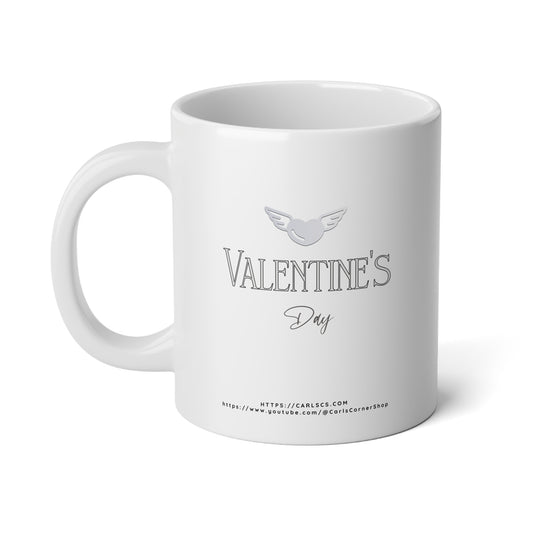 Valentine’s Day Winged Heart Design - All Silver - Gardener Jumbo Mug - 20oz, Perfect for Coffee Lovers, Birthday, Home Decor