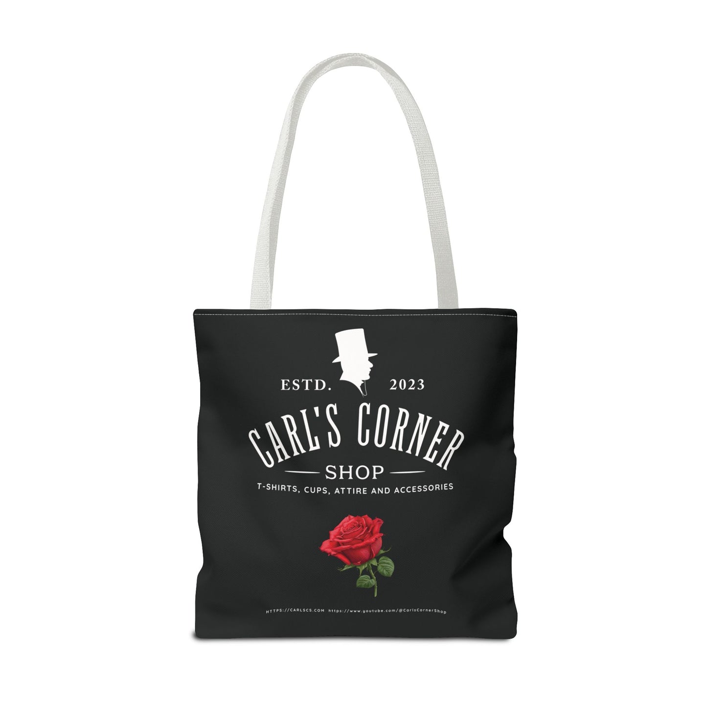 Carl's Corner Stylish Custom Black Tote Bag with Rose - Perfect for Shopping, Beach Days, Gifts, and Everyday Use