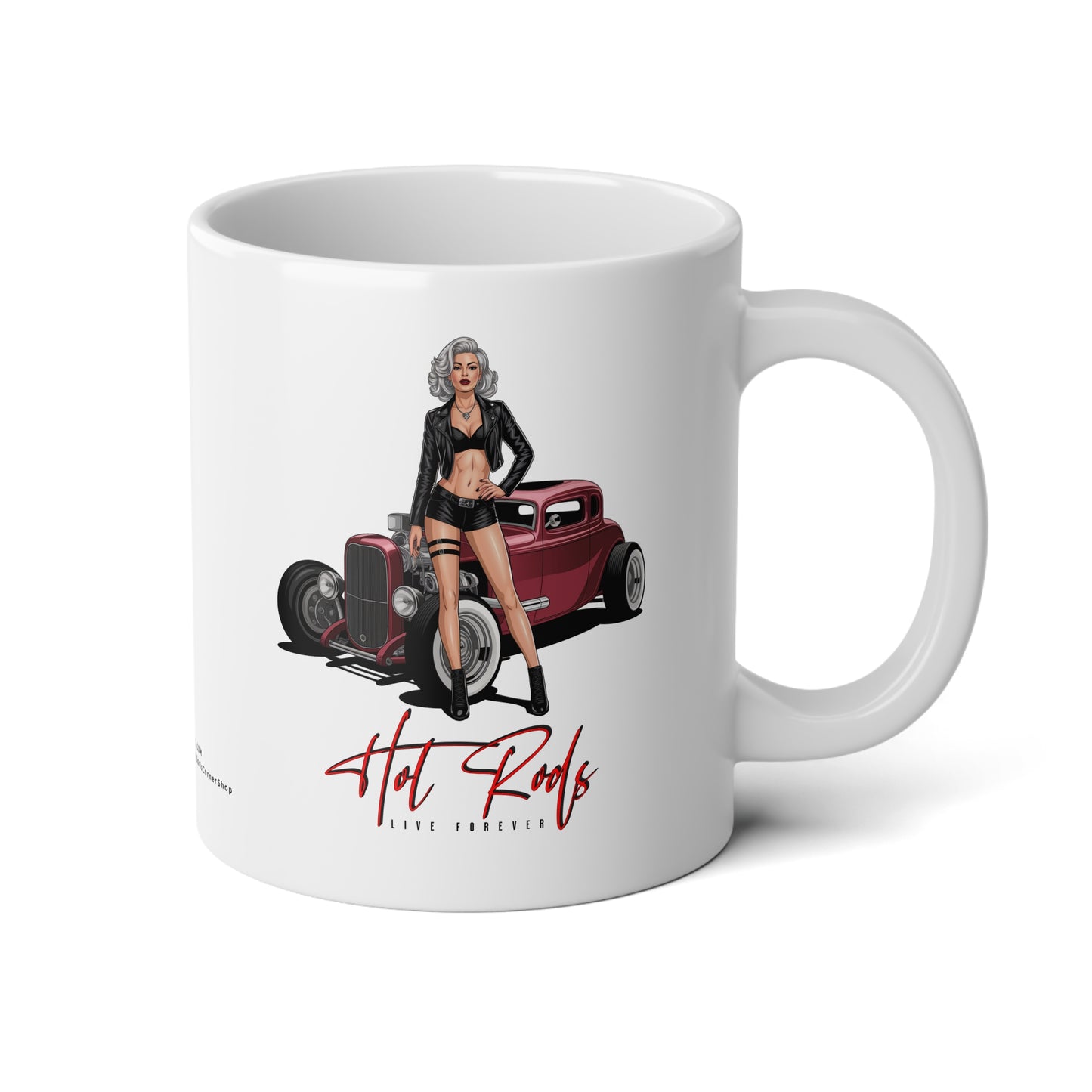 Jumbo Mug Hot Rods Live Forever 46, 20oz, Coffee Cup for Home or Office, Unique Gift for Special Occasions, Coffee Lovers
