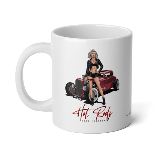 Jumbo Mug Hot Rods Live Forever 46, 20oz, Coffee Cup for Home or Office, Unique Gift for Special Occasions, Coffee Lovers