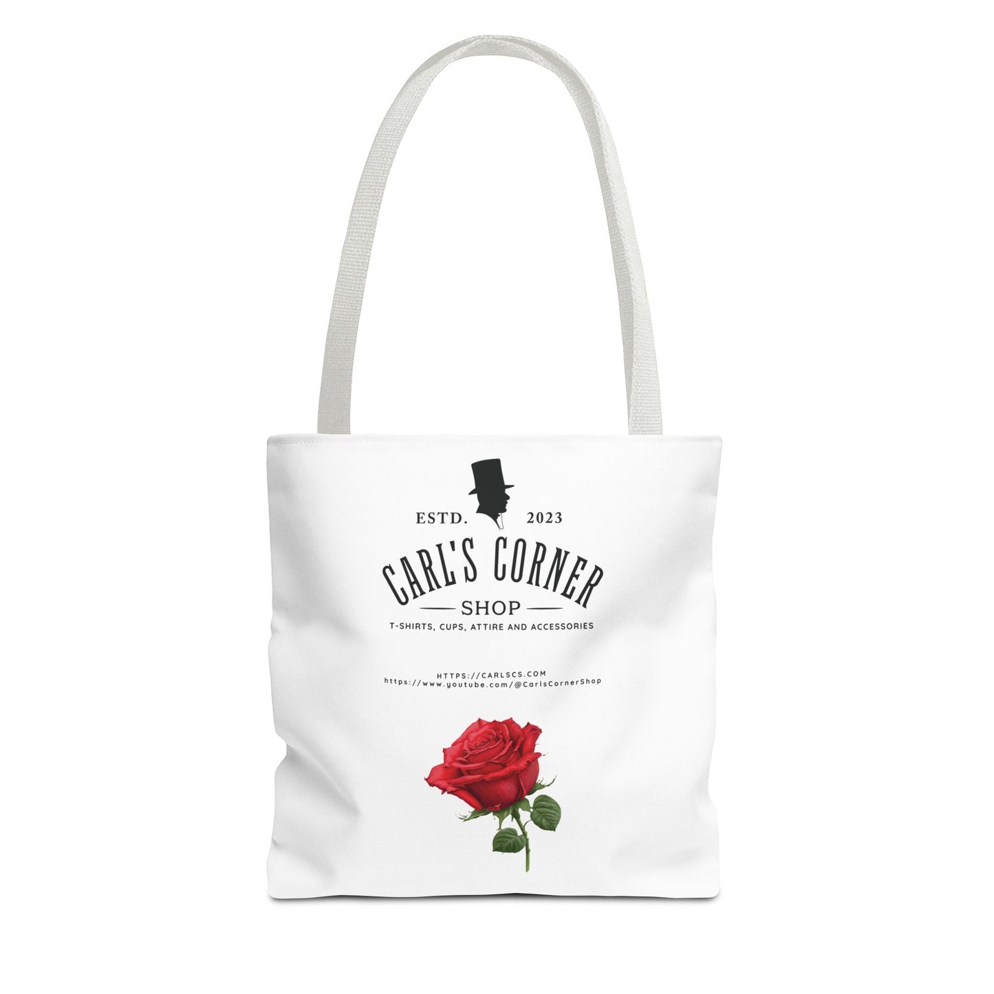 Carl's Corner Stylish Custom Tote Bag Black with Rose - Perfect for Shopping, Beach Days, Gifts, and Everyday Use