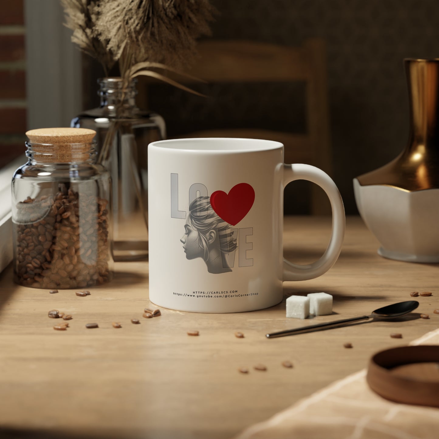 LOVE Silhouette Valentine’s Design – Bold, Artistic & Timeless - Gardener Jumbo Mug - 20oz, Perfect for Coffee Lovers, Birthday, Home Decor