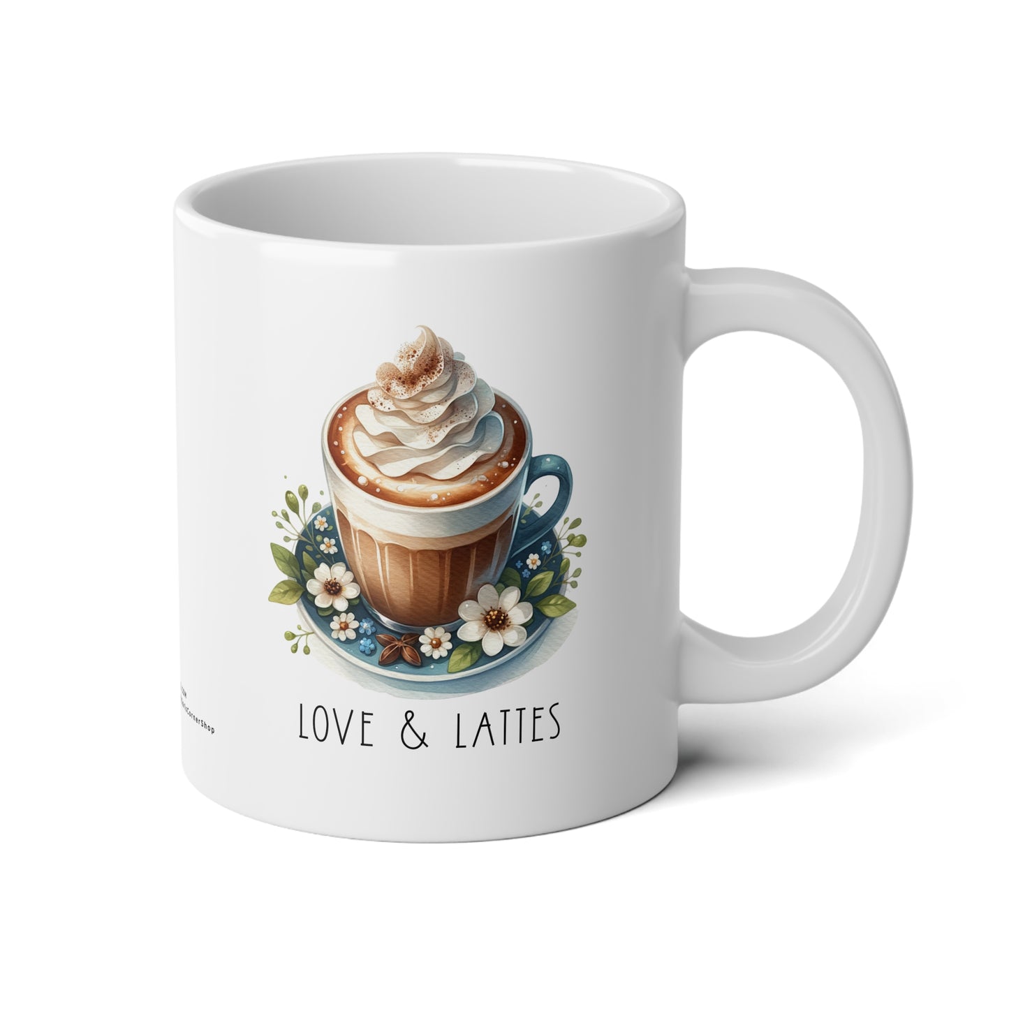 Jumbo Mug Love & Lattes - 03, 20oz, Coffee Cup for Home or Office, Unique Gift for Special Occasions, Coffee Lovers