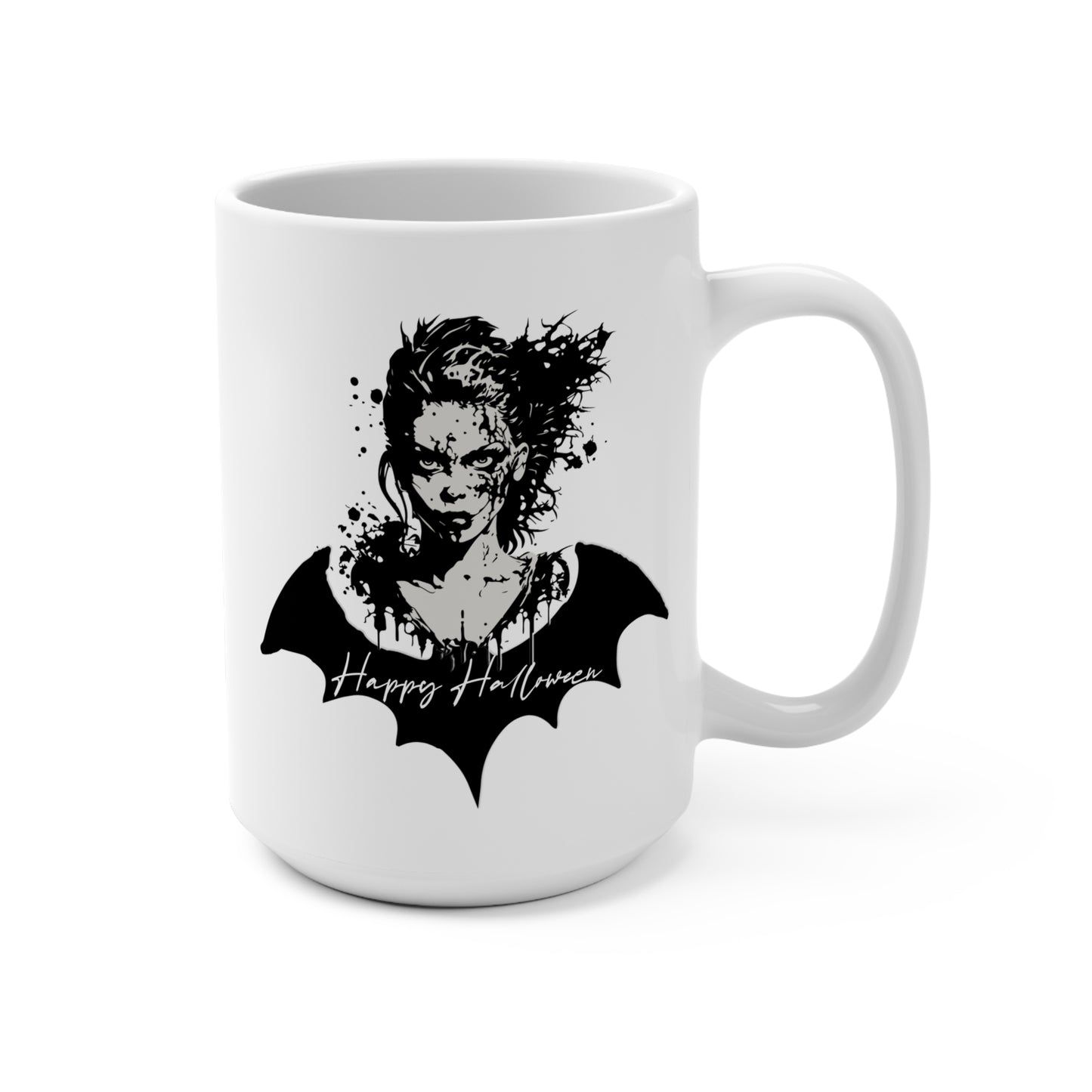 Mug 15oz Halloween Bat Woman 55 - White