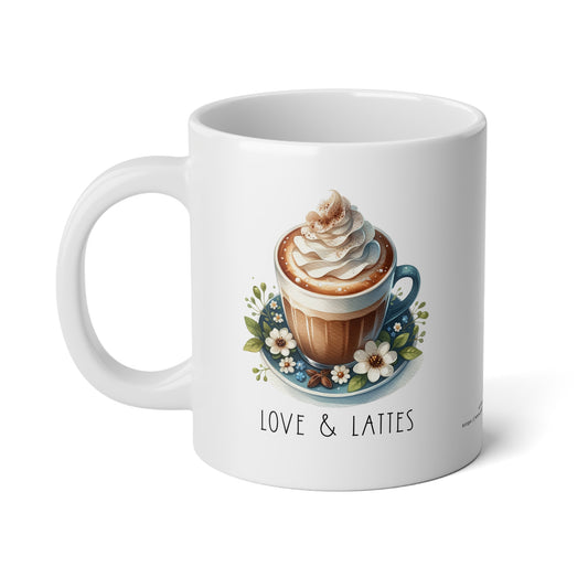 Jumbo Mug Love & Lattes - 03, 20oz, Coffee Cup for Home or Office, Unique Gift for Special Occasions, Coffee Lovers