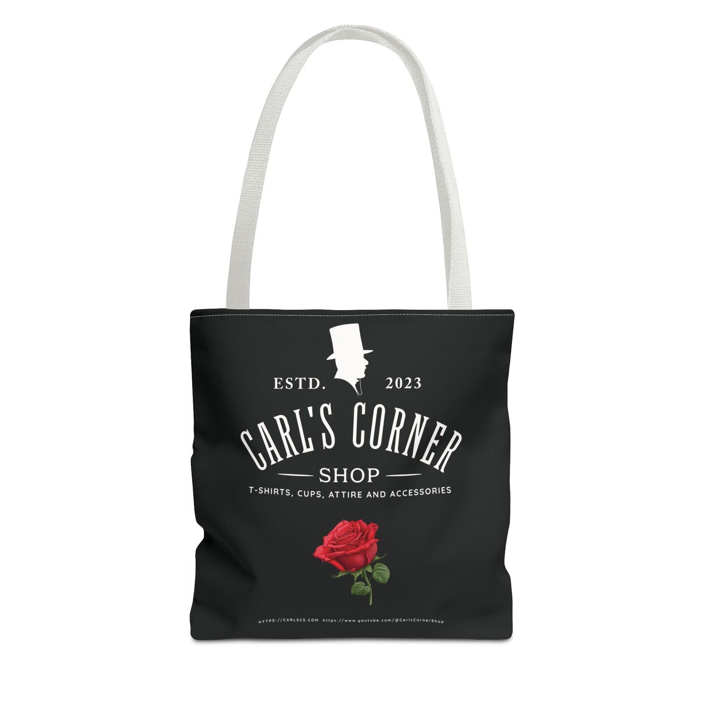 Carl's Corner Stylish Custom Black Tote Bag with Rose - Perfect for Shopping, Beach Days, Gifts, and Everyday Use
