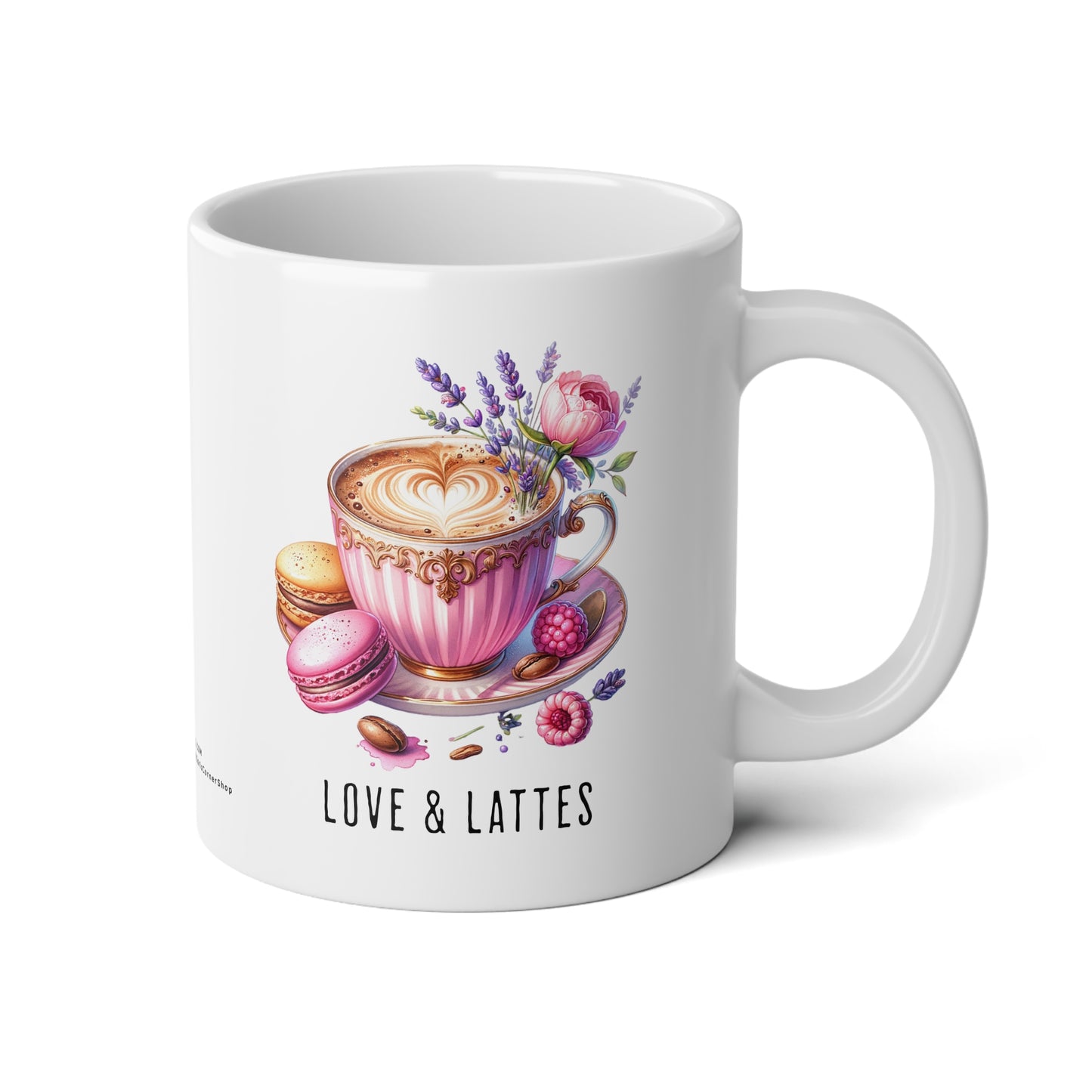 Jumbo Mug Love & Lattes - 04, 20oz, Coffee Cup for Home or Office, Unique Gift for Special Occasions, Coffee Lovers