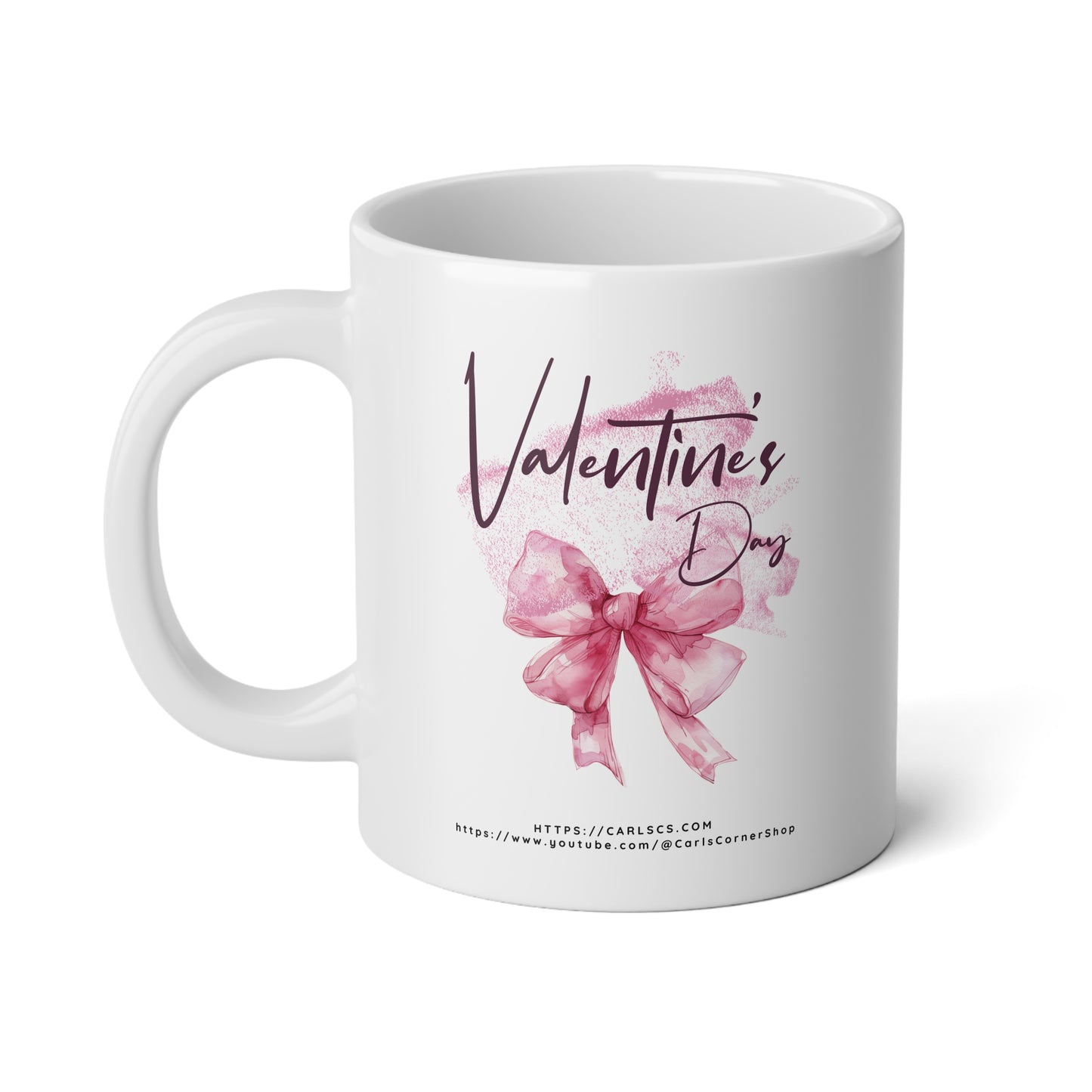 Valentine’s Day Pink Bow Design – Romantic, Soft & Timeless - Gardener Jumbo Mug - 20oz, Perfect for Coffee Lovers