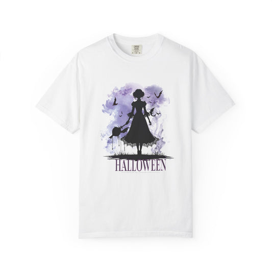 Gothic Halloween Witch Silhouette Spooky Aesthetic for Trick-or-Treat & Halloween Lovers Unisex Garment-Dyed T-shirt