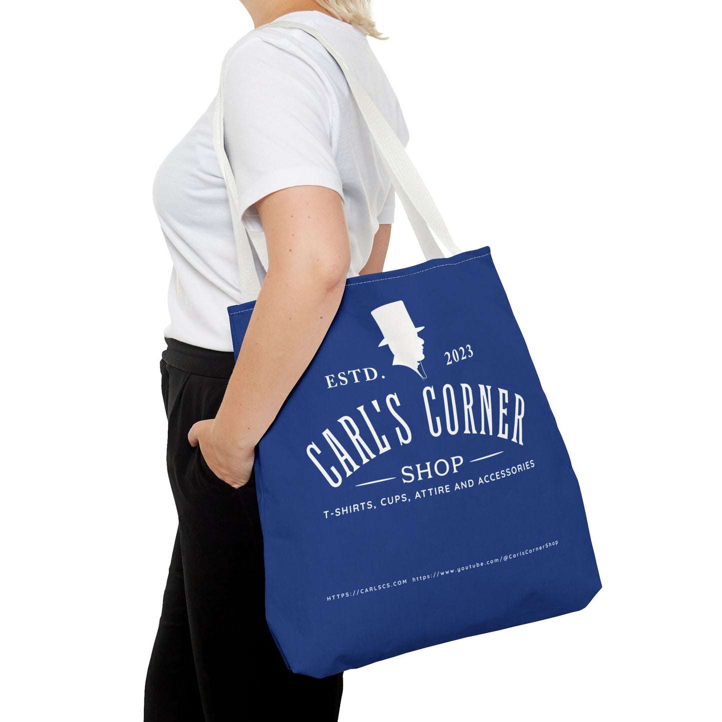 Carl's Corner Stylish Custom Dark Blue Tote Bag - Perfect for Shopping, Beach Days, Gifts, and Everyday Use