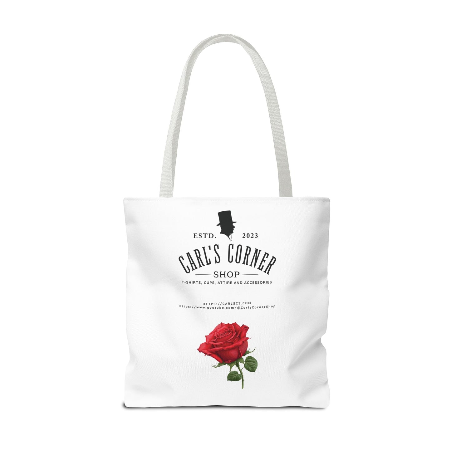 Carl's Corner Stylish Custom Tote Bag Black with Rose - Perfect for Shopping, Beach Days, Gifts, and Everyday Use
