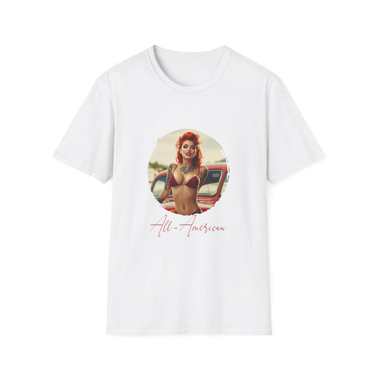All-American - 12, Unisex Softstyle T-Shirt, Retro Car Tee, Automotive Gift, Car Enthusiast Apparel, Classic Cars, Father's Day Gift
