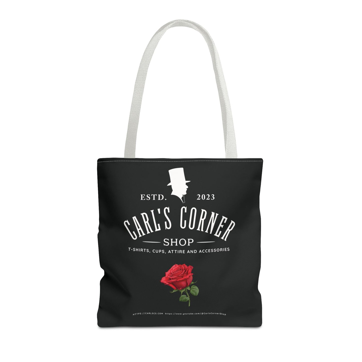 Carl's Corner Stylish Custom Black Tote Bag with Rose - Perfect for Shopping, Beach Days, Gifts, and Everyday Use